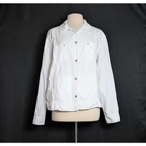 Fresh Produce Blouse White Cotton Button Front Shacket Misses Size XL